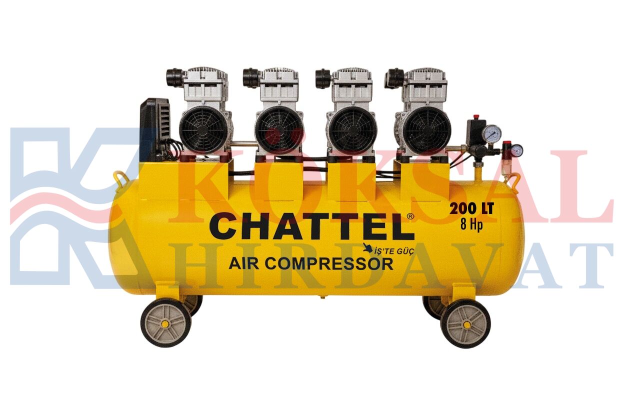 CHT 1220-8 SESSİZ - YAĞSIZ HAVA KOMPRESÖRÜ 200 LT 8BAR 8 HP