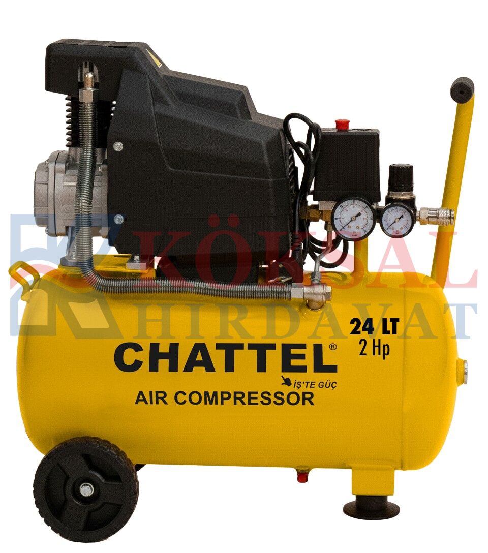 CHT-1225 SESLİ - YAĞLI HAVA KOMPRESÖRÜ 24 LT 8 BAR 2 HP (MONOFAZE)