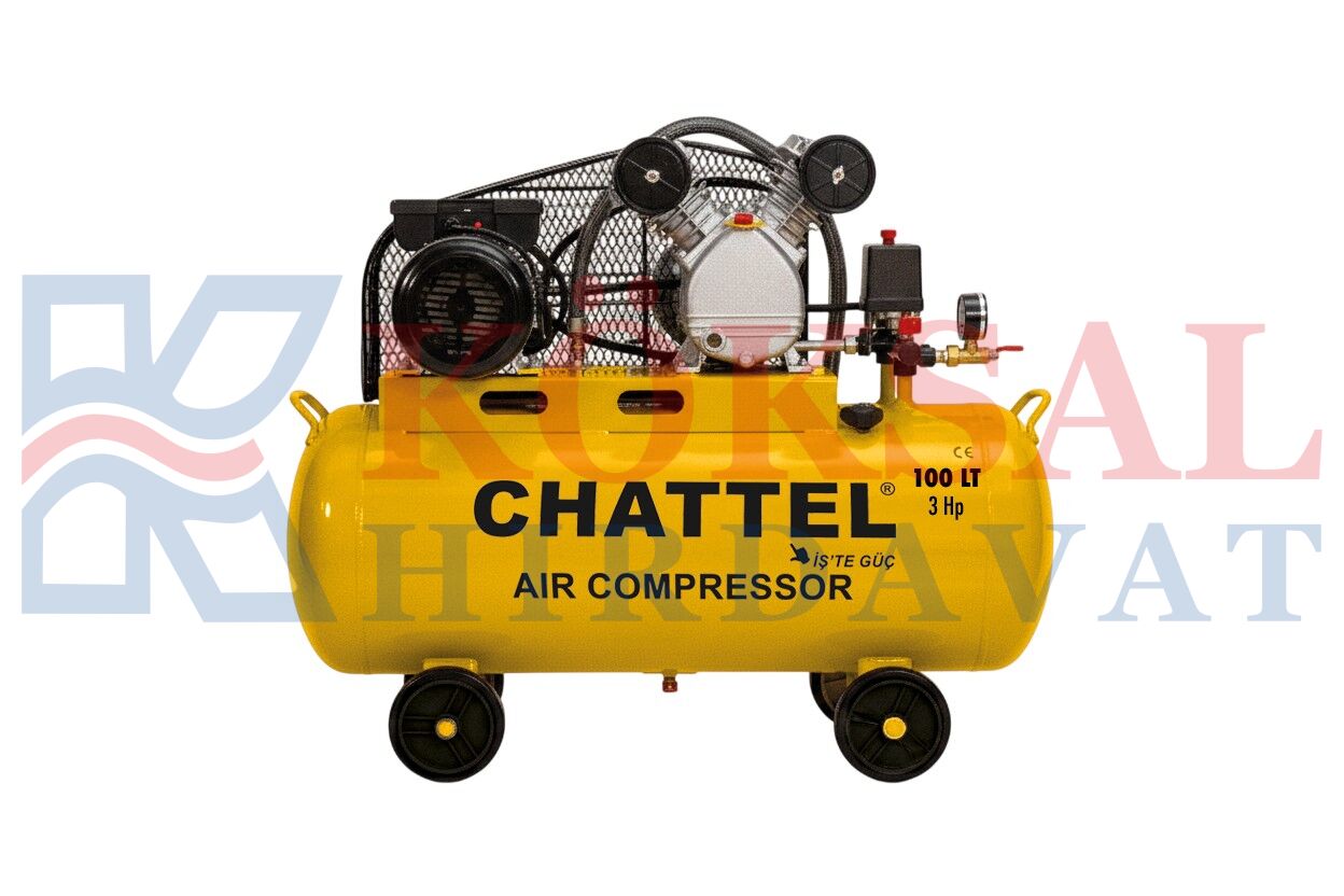 CHT-1211 SESLİ - YAĞLI HAVA KOMPRESÖRÜ 100 LT 8 BAR 3 HP (MONOFAZE)