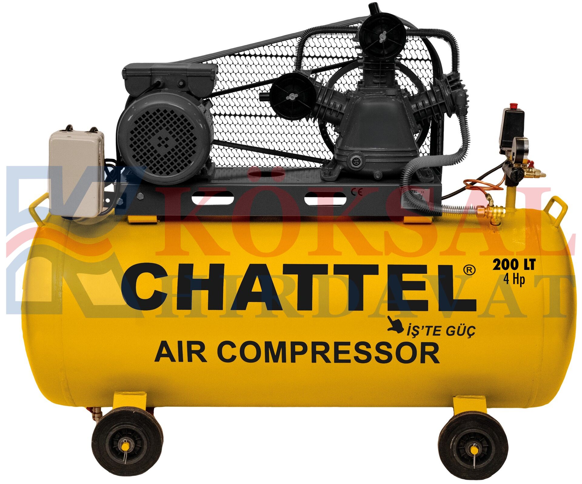 CHT 1221-4 SESLİ - YAĞLI HAVA KOMPRESÖRÜ 200LT 8BAR 4HP (MONOFAZE)
