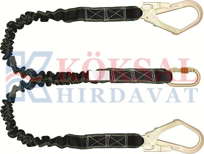 Kİ371 Çift Kollu Elastik Lanyard Büyük Kancalı
