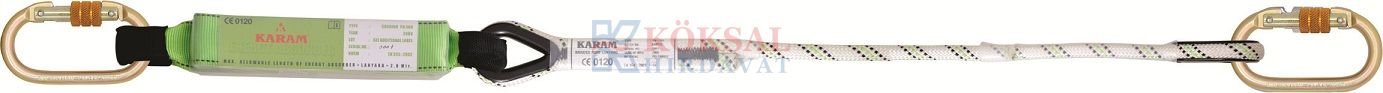 KA383 Şok Emici Tek İpli Statik Halatlı Çift Karabinalı