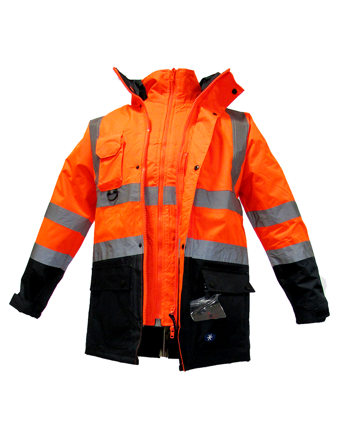 JN1004 İçi Çıkmalı Oxford Parka Turuncu/Lacivert