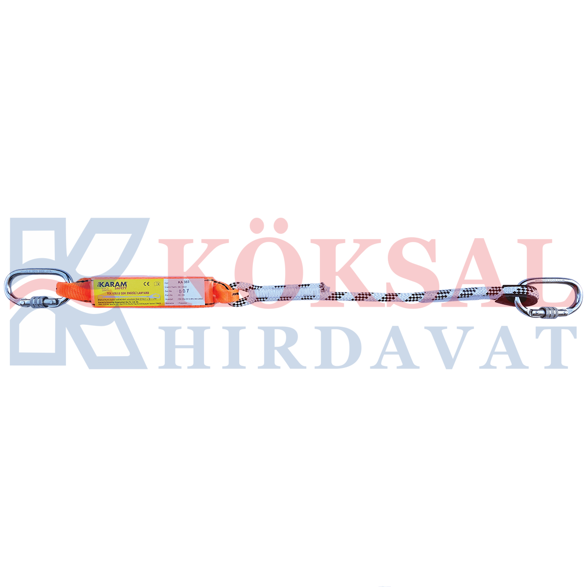 KA383 Şok Emici Tek İpli Statik Halatlı Çift Karabinalı