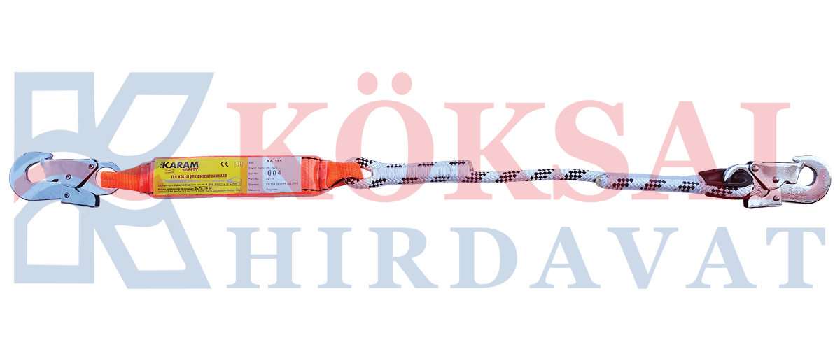 KA385 Şok Emici Tek İpli Statik Halatlı Çift Kancalı