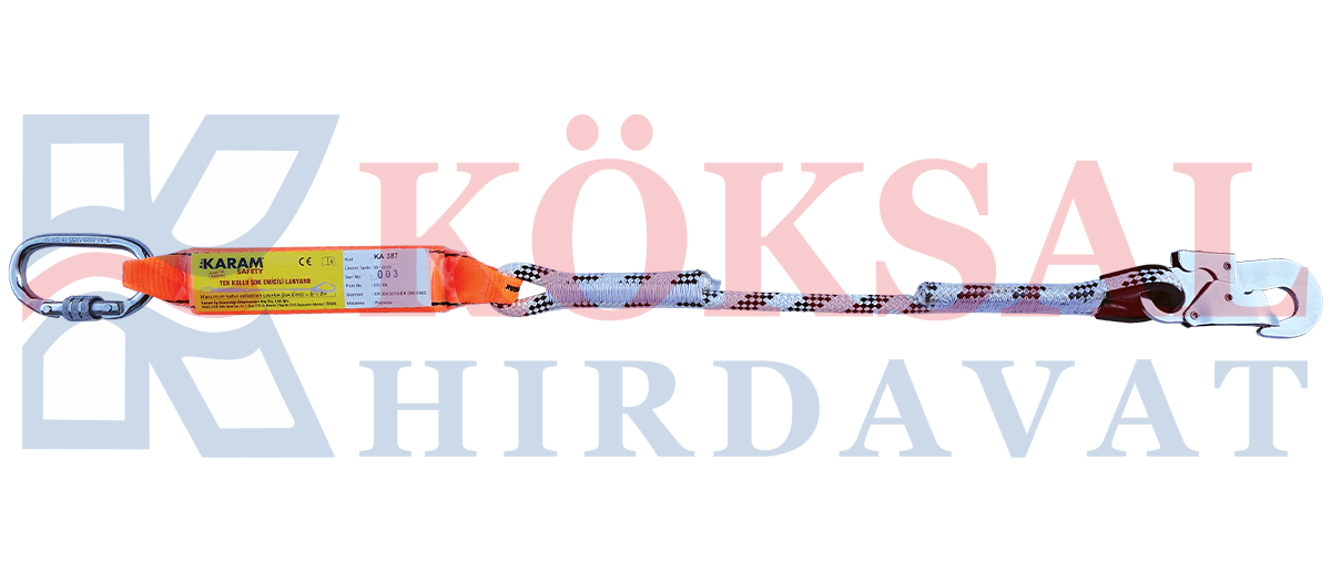 KA387 Şok Emici Tek İpli Statik Halatlı Küçük Kancalı Karabinalı