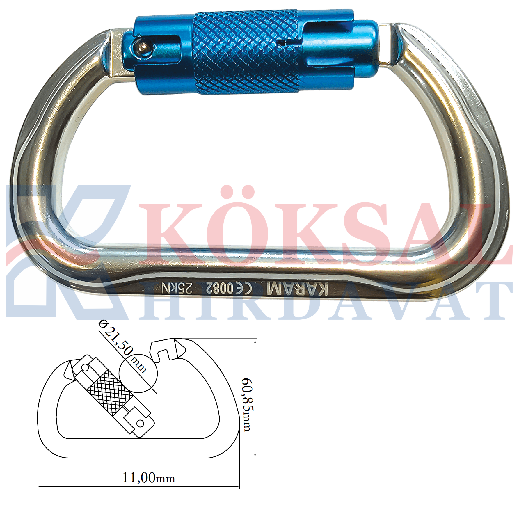 KK119 Alüminyum karabina 2 hareketli 25kN