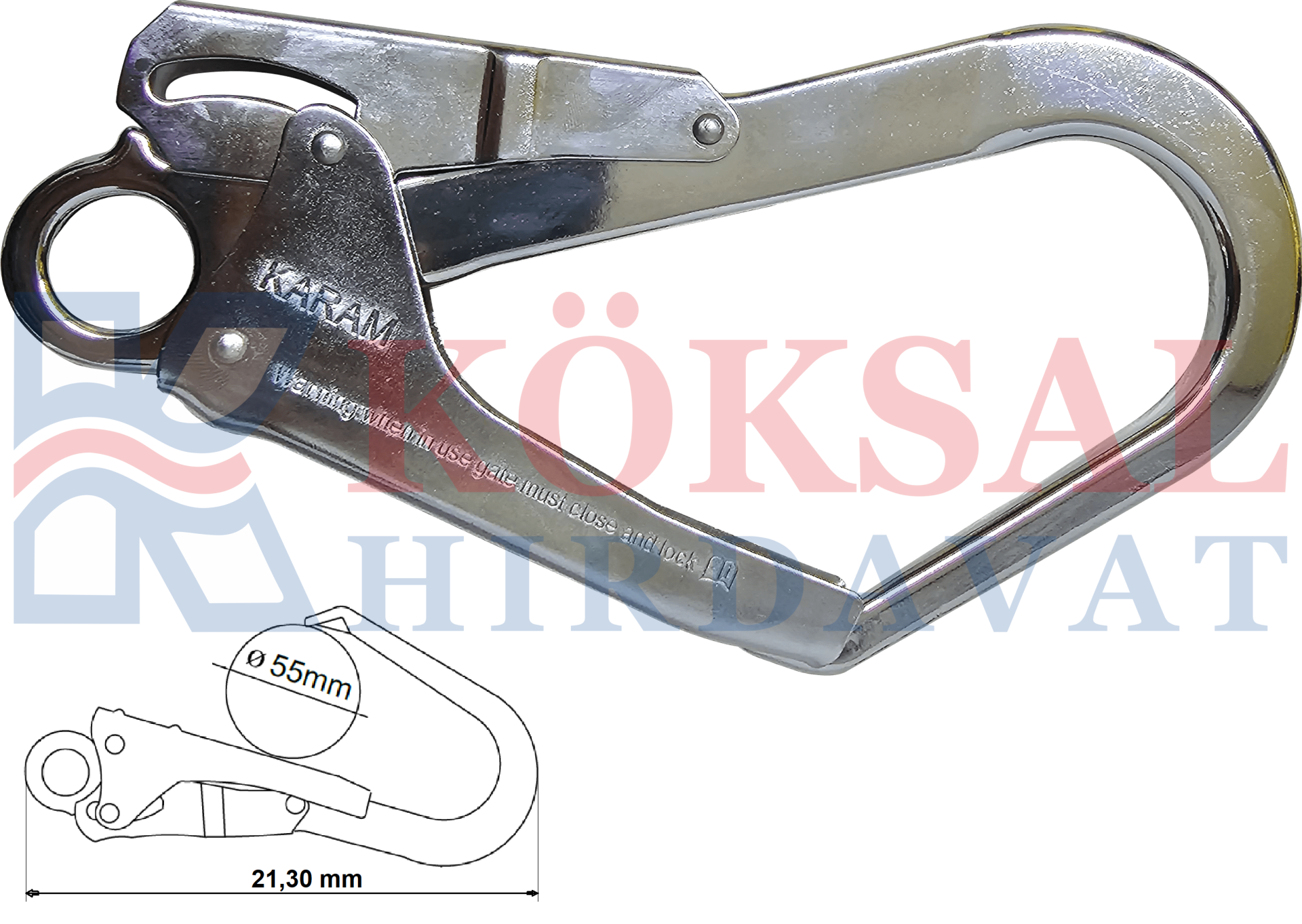 KK131 Büyük Çift Emniyetli Kanca 55mm