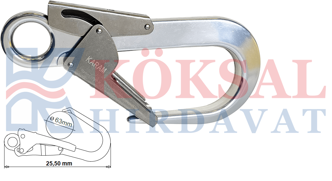 KK136 Alüminyum Büyük Çift Emniyetli Kanca KARAM 63mm