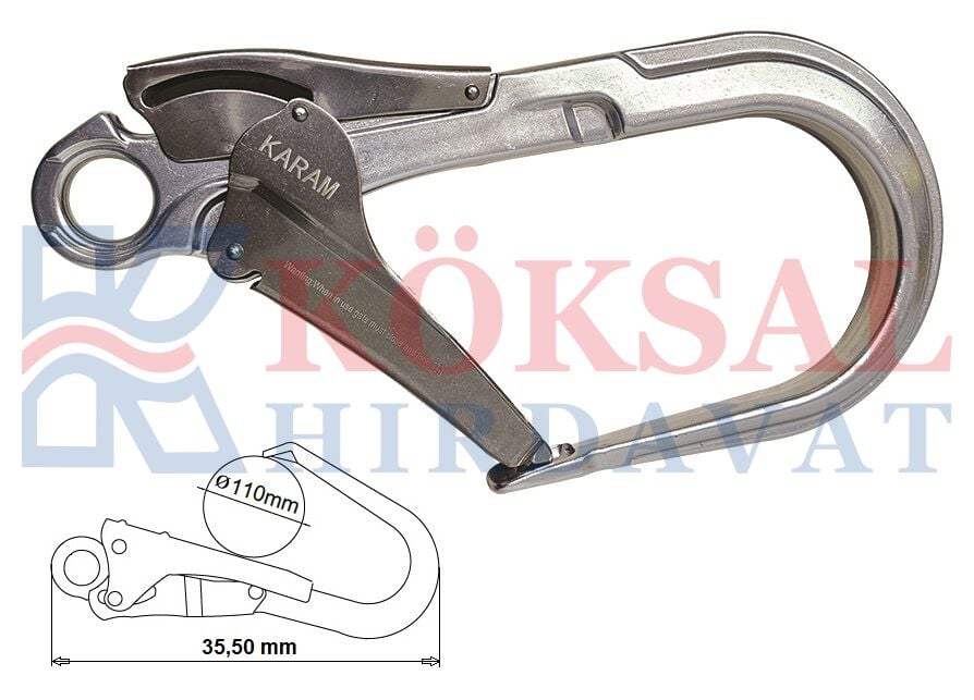KK138 Büyük Alüminyum Çift Emniyetli Kanca KARAM 110mm